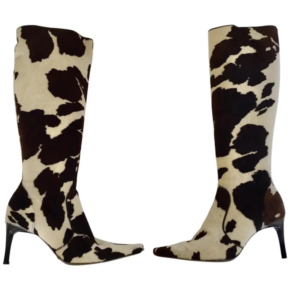Dolce & Gabbana Cow Print Calf Hair Boots Rare Vintage Collector Size 38 (US 8) - Picture 7 of 10